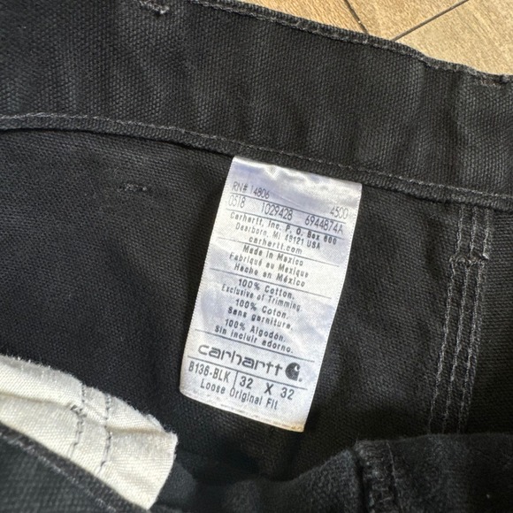 Carhartt B136-BLK Double Knee Carpenter Pants Black Canvas Loose Fit 32x32 - Picture 4 of 10